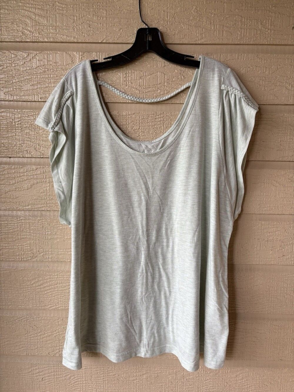 LYS Love Your Size women Pale Green Sparkle Scoop Neck Knit Top size 3X